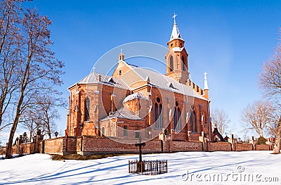 Winter church gothic style Stock Photo