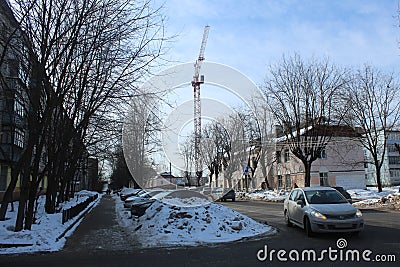 Fryazino. Walk to the city. Central street. Editorial Stock Photo