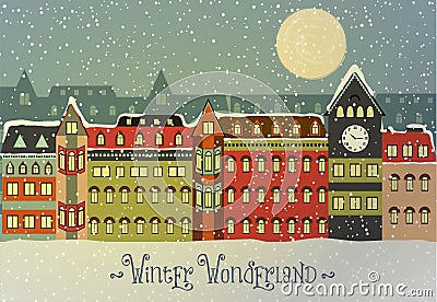 Winter Cityscape Vector Illustration