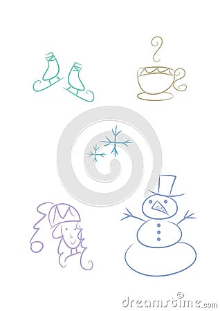 Winter Clip-art Set Cartoon Illustration