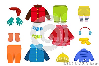 Winter clothes collection Vector Illustration