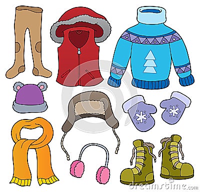 Winter clothes topic set 2 Vector Illustration