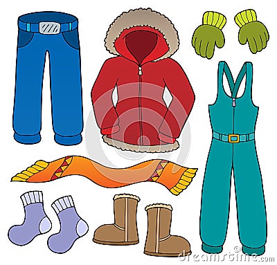 Winter clothes topic set 1 Vector Illustration