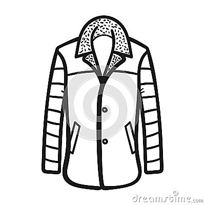 Winter coat outlined icon in white background Vector Illustration