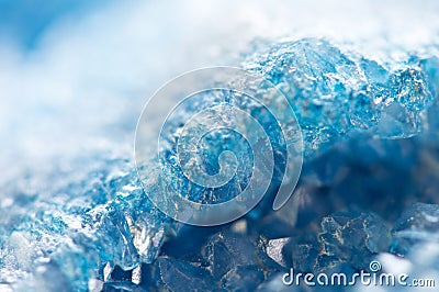 Winter cold background, blue crystals. Macro Stock Photo