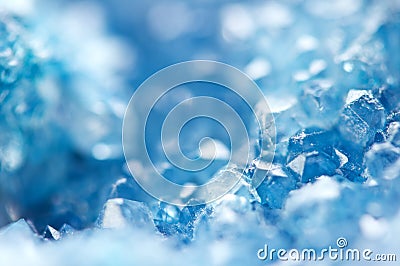 Winter cold background, blue crystals. Macro Stock Photo