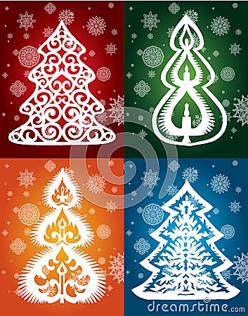 Collection of lacy trees vector winter Vector Illustration