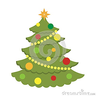 Winter colorful cartoon Christmas tree vector set Vector Illustration