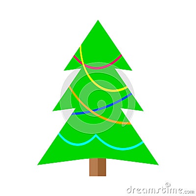 Winter colorful cartoon Christmas tree Vector Illustration