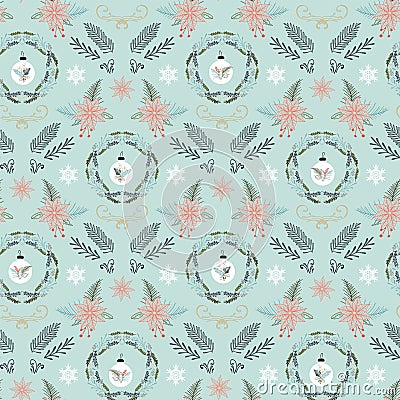 Winter cretive Christmas damask pattern. Vector Stock Photo