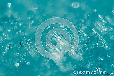 Winter crystal icy abstract bokeh background. bright blue shining sparkles Stock Photo