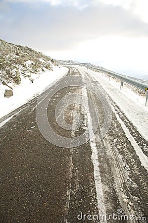 Winter dangerous road Stock Photo