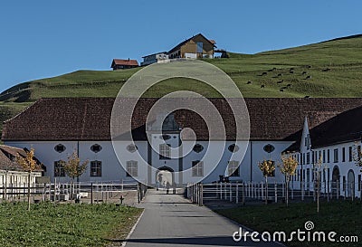 Winter day Einsiedeln Abbey Benedictine monastery in canton Schwyz Stock Photo