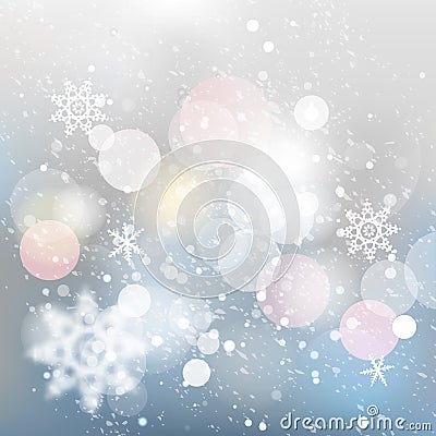 Winter defocused background. Falling snow texture Vector Illustration