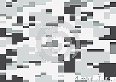 Winter digi camo vector, seamless pattern. multi-scale modern pixel camouflage in white, gray tones. Vector Illustration