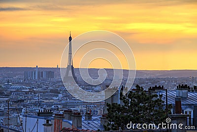 Winter Eiffel skyline Stock Photo