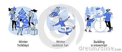 Winter entertainment abstract concept vector illustrations. Vector Illustration
