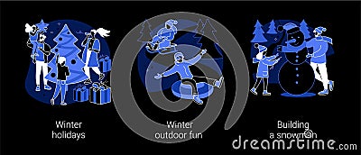 Winter entertainment abstract concept vector illustrations. Vector Illustration