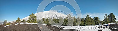 Winter Etna Mountains Pano Landscape, Sicily Stock Photo