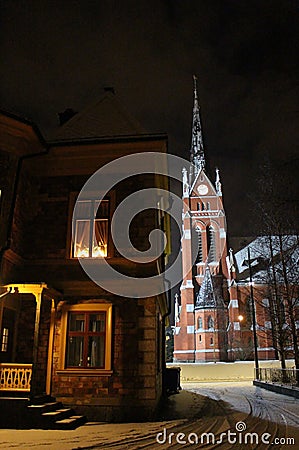 Winter Evening in LuleÃ¥ Editorial Stock Photo