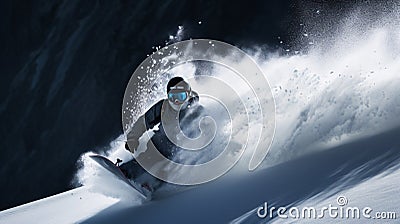 Winter extreme sports cool shot of snowboard and ski in motion Stock Photo