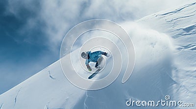 Winter extreme sports cool shot of snowboard and ski in motion Stock Photo