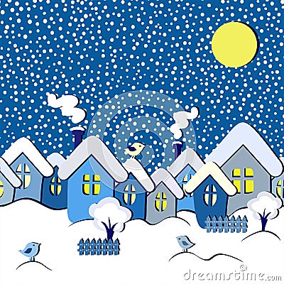 Winter fairytale seamless card Vector Illustration