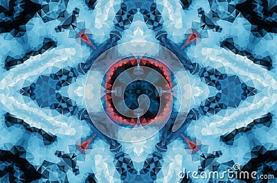 Winter fantasy abstract background. Kaleidoscopic geometric ornament. Decorative polygonal mosaic pattern Stock Photo