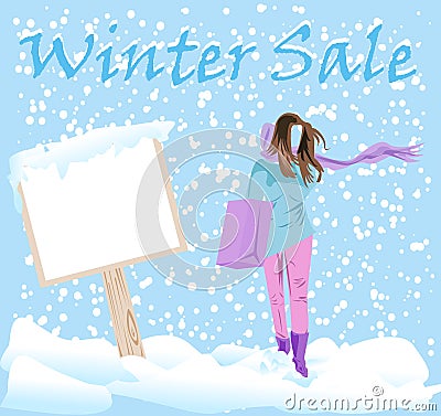 Winter Fashion Sale Stickers Vector Illustration