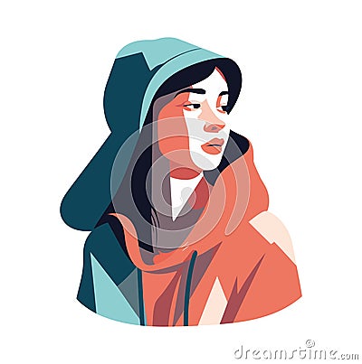 Winter fashion smiling in cute avatar Vector Illustration