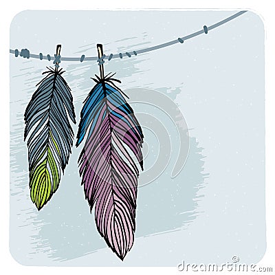 Winter feathers Vector Illustration