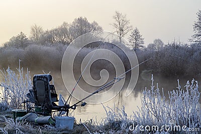 Winter feeder fishing Stock Photo