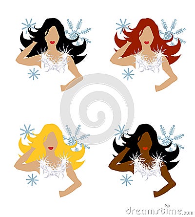 Winter Female Fashion Models Cartoon Illustration