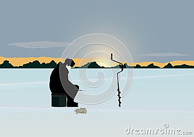 Winter fishing Vector Illustration