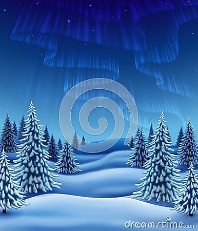 Winter forest Vector Illustration