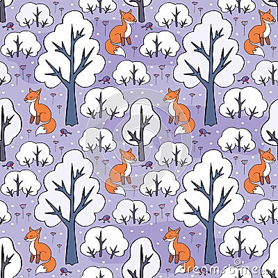 Winter forest pattern Vector Illustration