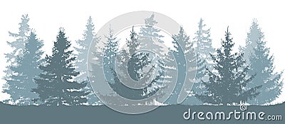 Winter forest, silhouette of spruces. Vector illustration Vector Illustration