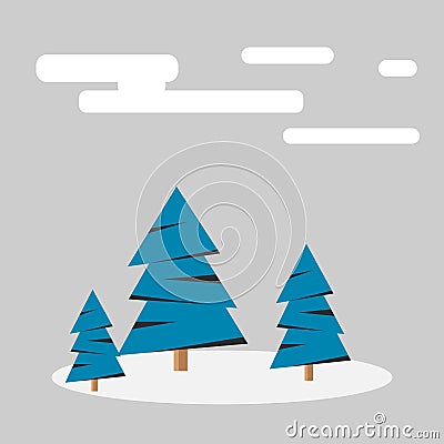 Winter forest with snow Vector Illustration