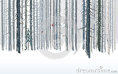 Winter forests. Vector Illustration