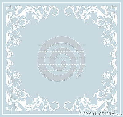 Winter frame with classic floral ornament Vector Illustration