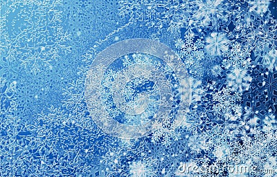 Winter frost pattern blue Cartoon Illustration