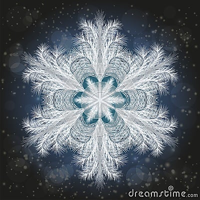 Winter frosted snowflake card, vector Vector Illustration