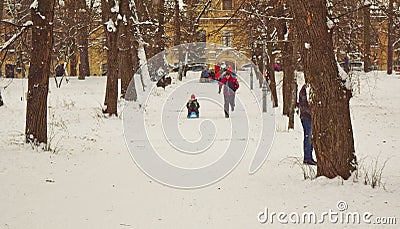 Winter fun children Editorial Stock Photo