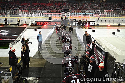 Winter Game. Hockey match DEL Koelner Haie - Adler Mannheim Editorial Stock Photo