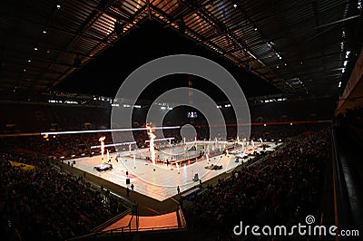 Winter Game. Hockey match DEL Koelner Haie - Adler Mannheim Editorial Stock Photo