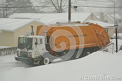 Winter Garbage Collection Stock Photo