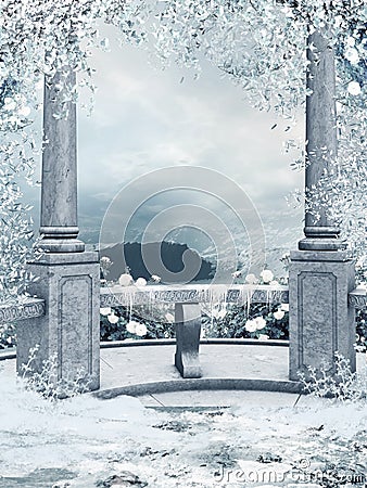 Winter gazebo Stock Photo