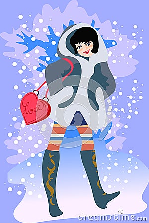 Winter girl Vector Illustration