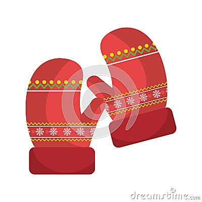Winter gloves clothes icon Vector Illustration