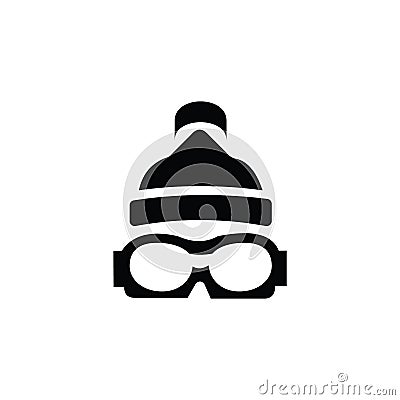 Winter goggles and hat for hiking vector icons Vector Illustration